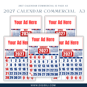 2027 COMMERCIAL CALENDAR 12 PAGES (A3 SIZE)