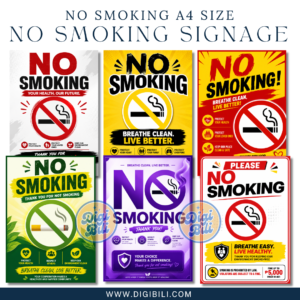 NO SMOKING SIGNAGE A4 SIZE PNG | READY TO PRINT