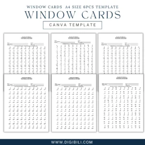 WINDOW CARDS (A4 SIZE) 6PCS | CANVA TEMPLATE