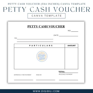 PETTY CASH VOUCHER (5X4 INCHES) | CANVA TEMPLATE