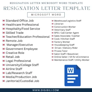 RESIGNATION LETTER | MICROSOFT WORD TEMPLATE